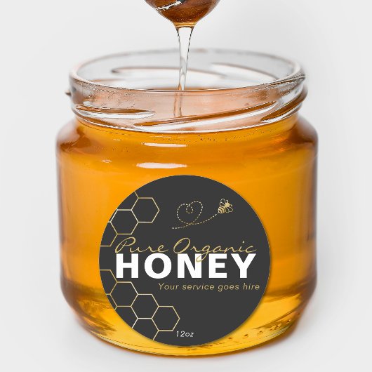 Moderne Honing Gouden Bijen Honingraat Zwart Ronde Sticker