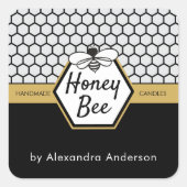 Moderne honingbij bijenbijenbijenbijenhoningraat z vierkante sticker (Voorkant)