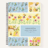  moderne honingbijen Elegante Bloemen Notitieboek (Voorkant)