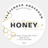 Moderne Honingbijen Gouden Honingraat Ronde Sticker (Voorkant)