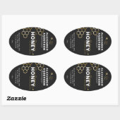 Moderne Honingbijen Gouden Honingraat Zwart Ovale Sticker (Vel)
