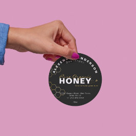 Moderne Honingbijen Gouden Honingraat Zwart Ronde Sticker