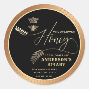 Moderne honingpot script koningin bij ronde sticker