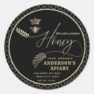Moderne honingpot script koningin bij ronde sticker