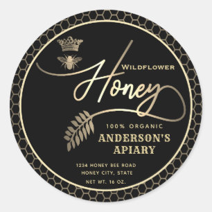 Moderne honingpot script koningin bij ronde sticker
