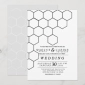 Moderne honingraat bruiloft kaart (Voorkant / Achterkant)
