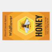 Moderne honingraat en verticale honingpot voor bij rechthoekige sticker (Voorkant)