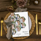 Moderne honingraat-fotocollage Save the Date