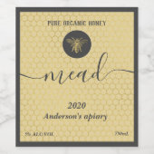 Moderne honingraathoningbij wijn etiket (Enkel label)