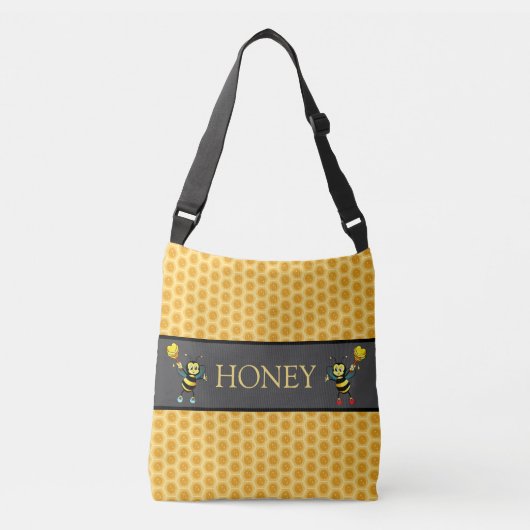Moderne honingraatvormgeving en hommels crossbody tas (Voorkant)