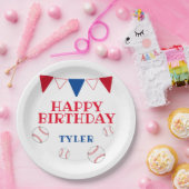 Moderne honkbal kinderen op zaterdag papieren bordje (Feest)