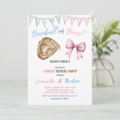 Moderne honkbal of bogen gender reveal party kaart (Staand voorkant)