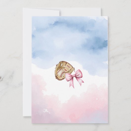 Moderne honkbal of bogen gender reveal party kaart (Achterkant)