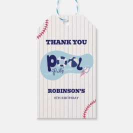 Moderne honkbal zwembad verjaardagsfeestje cadeaulabel