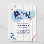 Moderne honkbal zwembad verjaardagsfeestje kaart (Voorkant)