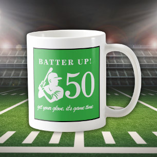 Moderne honkbalspeler Mannen 50ste verjaardag Koffiemok