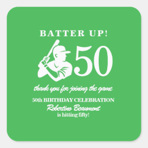 Moderne honkbalspeler Mannen 50ste verjaardag Vierkante Sticker