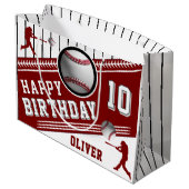 Moderne honkbalspeler thema verjaardag groot cadeauzakje (Achterkant Gekanteld)