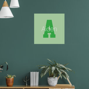 Moderne hoofdletter in bleek- en Kellygroen Poster