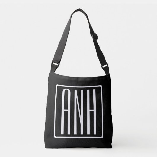 Moderne hoofdletters 3 Initiaal Monogram | Wit op  Crossbody Tas (Voorkant)