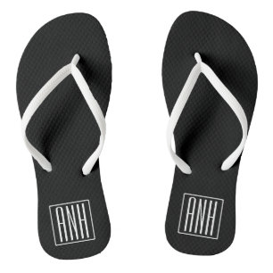 Moderne hoofdletters 3 Initiaal Monogram Wit op Teenslippers