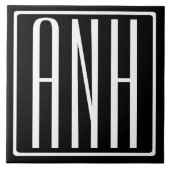 Moderne hoofdletters 3 Initiaal Monogram | Wit op  Tegeltje (Voorkant)