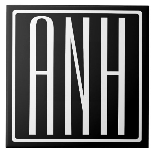 Moderne hoofdletters 3 Initiaal Monogram | Wit op  Tegeltje (Voorkant)