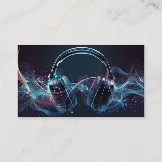 Moderne hoofdtelefoon DJ Music Waves Visitekaartje (Voorkant)