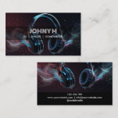 Moderne hoofdtelefoon DJ Music Waves Visitekaartje (Voorkant / Achterkant)