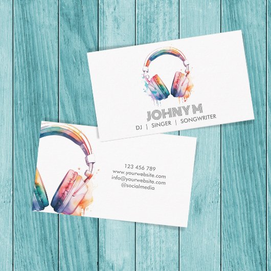Moderne Hoofdtelefoon DJ Songwriter Music Singer Visitekaartje