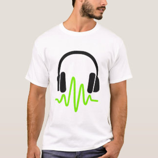 Moderne hoofdtelefoon met Soundwave Graphic – Muzi T-shirt