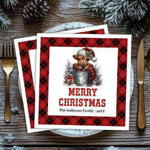 Moderne hooglandkoe-buffel Kerstmiskousen Servet