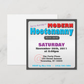 Moderne Hootenanny Square Party uitnodigingen (Voorkant / Achterkant)