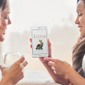 Moderne Hoppy Pasen Foto Feestdagenkaart