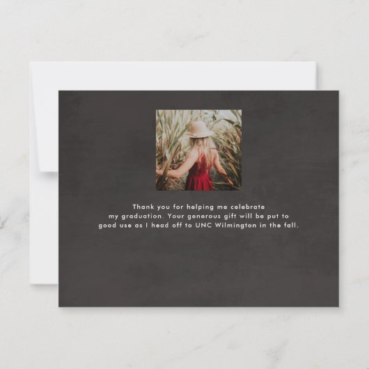 Moderne horizontale Afstuderen Foto bedankt Notitiekaartje (Achterkant)