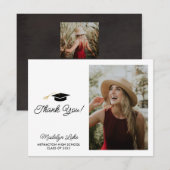 Moderne horizontale Afstuderen Foto bedankt Notitiekaartje (Voorkant / Achterkant)