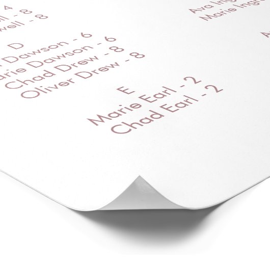 Moderne horizontale alfabetische zitplaats van het poster (Hoek)