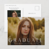 Moderne horizontale foto afstudeeruitnodiging briefkaart (Voorkant / Achterkant)