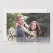 Moderne Horizontale Foto van het Manuscript sparen Save The Date (Voorkant)
