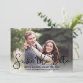 Moderne Horizontale Foto van het Manuscript sparen Save The Date (Staand voorkant)