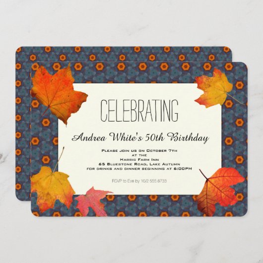 Moderne Horizontale Herfst Verjaardagsfeestuitnodi Kaart (Voorkant / Achterkant)