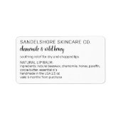 Moderne horizontale lijst met ingrediënten voor hu etiket (Voorkant)