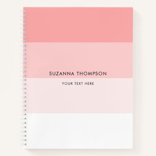 Moderne Horizontale Streep Blush Roze Notitieboek (Voorkant)