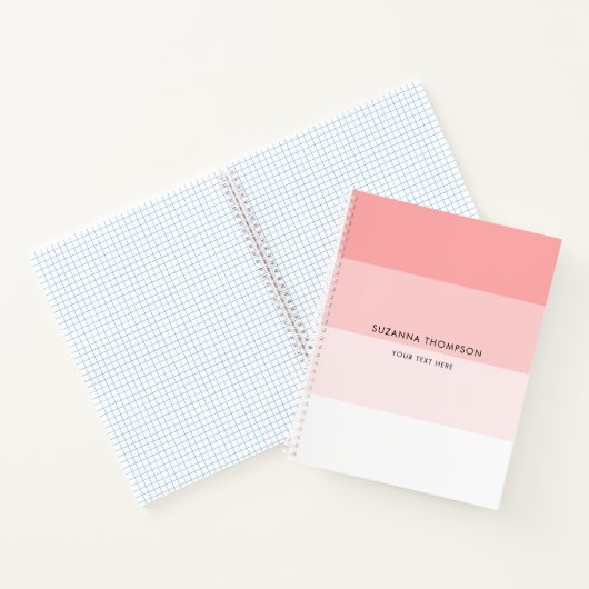 Moderne Horizontale Streep Blush Roze Notitieboek (Binnen)