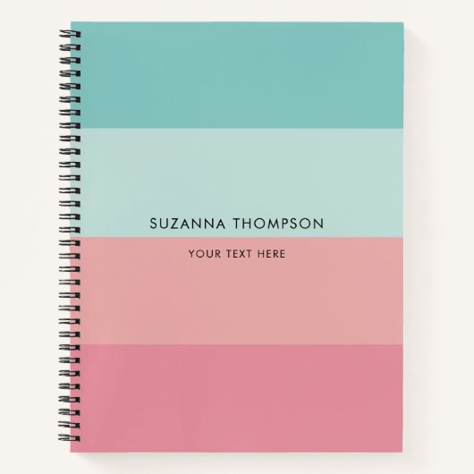 Moderne horizontale streep Roze & Blauw Notitieboek (Voorkant)