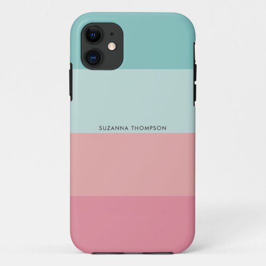 Moderne horizontale streep roze en blauw Case-Mate iPhone case (Achterkant)