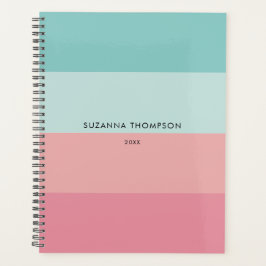 Moderne horizontale streep roze en blauw planner