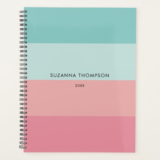 Moderne horizontale streep roze en blauw planner (Voorkant)