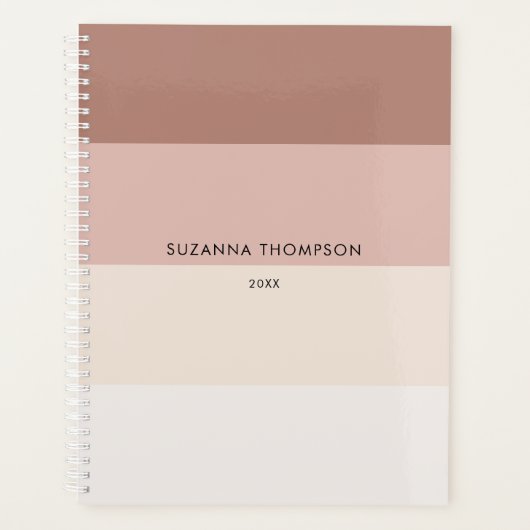 Moderne horizontale strepe beige bruine tongen planner (Voorkant)