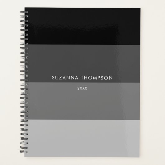 Moderne horizontale strepe Black en grijze kleuren Planner (Voorkant)